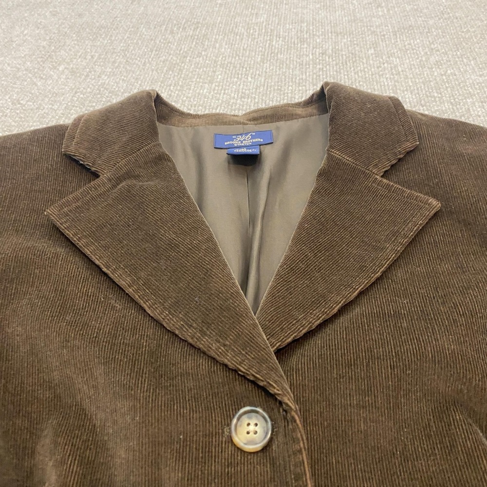Brooks Brothers 346 Blazer Womens 10 Brown Corduroy Stretch 3 Button Lined - Picture 2 of 11